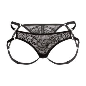 Packshot Culotte Harnais Noir en Dentelle et Velours