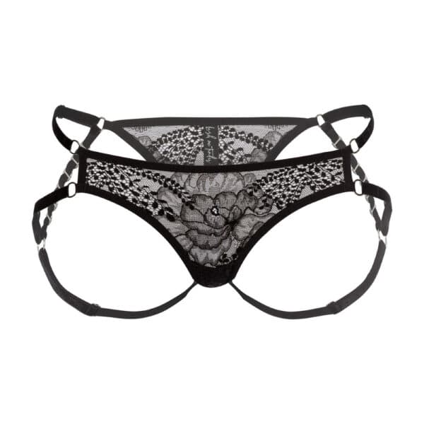 Packshot Culotte Harnais Noir en Dentelle et Velours