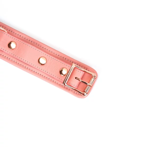 Packshot Collar Chocker de cuero rosa con hebilla de oro rosa