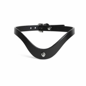 Packshot Black Leather Bondage Necklace with Nickel-Plated Hardware