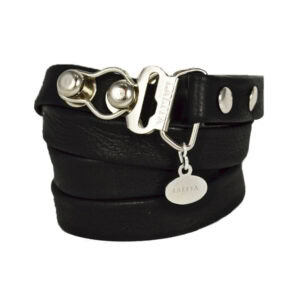 Bracelet/Choker noir en cuir vendu par Brigade Mondaine.