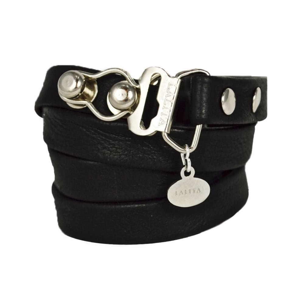 Schwarzes Armband/Choker aus Leder verkauft von Brigade Mondaine.