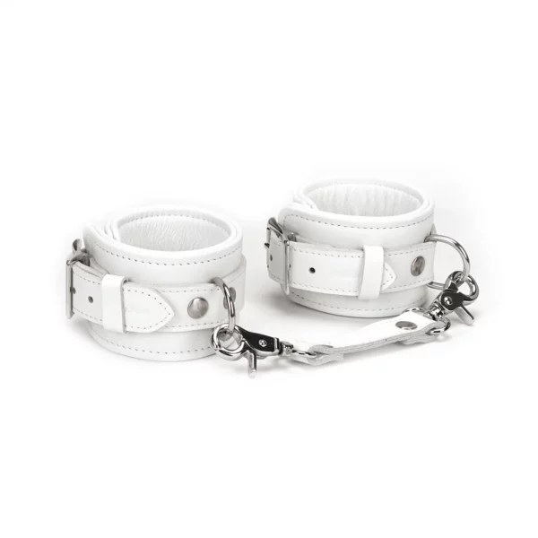 Packshot Leather Handcuffs White