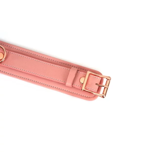 Packshot Leather Thigh Cuffs Pink Detail on Buckle Pink Gold