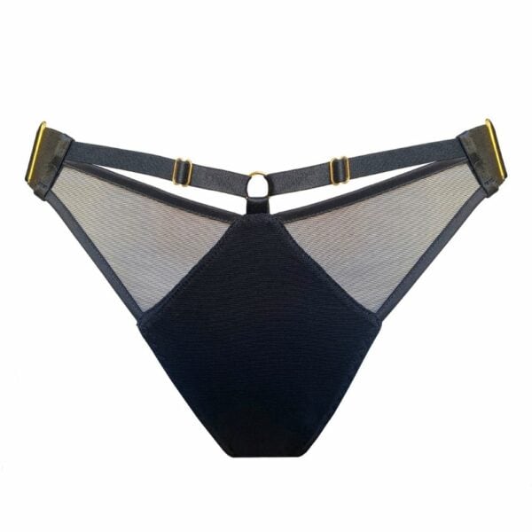 Black fishnet panties Gold-plated details