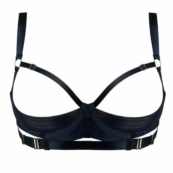 Soutien Gorge Ouvert Noir Un Quart de Bonnet Noir Avec Détails Plaqués or